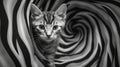 Cute Horse Kitten In Swirling Zebra Vortex - Digital Manipulation Royalty Free Stock Photo