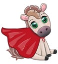 Cute horse, pony superhero in red raincoat rescuer Royalty Free Stock Photo