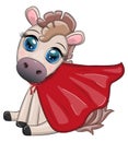 Cute horse, pony superhero in red raincoat rescuer Royalty Free Stock Photo