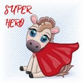 Cute horse, pony superhero in red raincoat rescuer Royalty Free Stock Photo