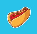 cute hot dog. cartoon food concept Isolated illustration. Flat cartoon Style suitable for Sticker Icon Design Premium Logo vector