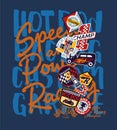 Cute Hot Rod dragster car racing team