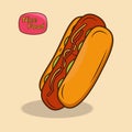 Cute hotdog handrawing concept