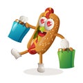 Cute hotdog mascot happy shopping