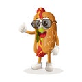 Cute hotdog mascot thumbs up