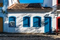 Cute house facade in historical colonial city in Brazil