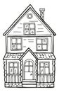 Cute house in hand drawn style. Cozy doodle home