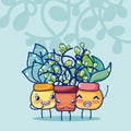 Cute houseplants kawaii cartoon