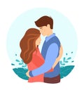 Cute hugs and support concept. A happy young couple. Man and woman hugging each other, expressing care and support. Cute