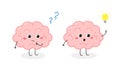 Cute human brain organ character finding solution Royalty Free Stock Photo