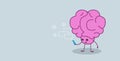 Cute human brain organ using smartphone mobile app chat bubble online communication social median network concept kawaii