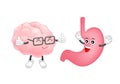 Cute human stomach and brain characters.