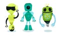 Cute Humanoid or Robot with Antenna as Artificial Intelligence Vector Set