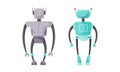 Cute Humanoid or Robot with Antenna as Artificial Intelligence Vector Set