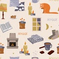 Cute hygge seamless pattern. Cosy home