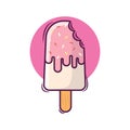 Cute Ice cream cartoon icon illustration logo mascot vaector