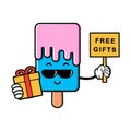 Cute ice cream cartoon mascot character Royalty Free Stock Photo