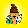 Cute ice cream cartoon mascot character funny expression Royalty Free Stock Photo