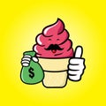 Cute ice cream cartoon mascot character funny expression Royalty Free Stock Photo