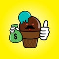 Cute ice cream cartoon mascot character funny expression Royalty Free Stock Photo