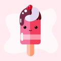 Cute ice cream character, tasty dessert with eyes and smile, summer food, frozen sweet food illustration Royalty Free Stock Photo
