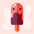 Cute ice cream character, tasty dessert with eyes and smile, summer food, frozen sweet food illustration Royalty Free Stock Photo