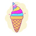 Cute ice cream cone vector illustration with colorful design Royalty Free Stock Photo