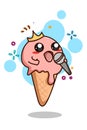 Cute ice cream with mic cartoon illustration