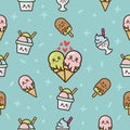 Seamless Pattern Wuth Cute Ice Cream