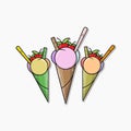 Cute ice cream stickers for girls cartoon Vector