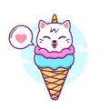 cute ice cream unicorn cat character