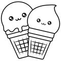 Cute ice creams kawaii characters