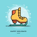 Cute ice skate, flat design thin line winter holiday banner