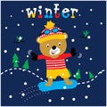 Cute ice skating bear animal cartoon vector