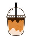 Cute Iced Coffee Cappuccino Icon in Cup Clipart PNG Illustration