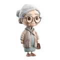 cute icon 3D old woman avatar, elderly pensioner, grandmothers portrait, happy retired cartoon face. Adult grandma senorita person