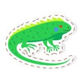 Cute Iguana Cartoon Flat Vector Sticker or Icon Royalty Free Stock Photo