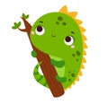 Cute iguana. Cartoon lizard character for kids and children Royalty Free Stock Photo