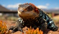 A cute iguana crawling in the forest, looking at camera generated by AI Royalty Free Stock Photo