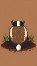 Cute illustrated badger digging in the dirt from behind Royalty Free Stock Photo
