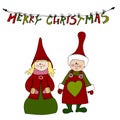 Cute illustrated Christmas elves