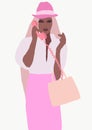 Cute illustration of black girl. Afro american trendy woman