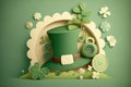 Cute illustration card wallpaper of saint Patrick\'s day design on pastel green background