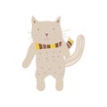 Cute illustration in cartoon style. Funny cat. Printdesign element for kids textile, t-shirts, nursery poster, cards, postcards