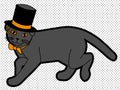Cute illustration of cat with monocle in the cylinder and bowtie
