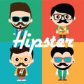 Cute illustration of characters in hipsters