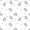 Cute illustration for childrens textile. Seamless pattern. Soft colors. White unicorns. Royalty Free Stock Photo