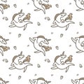 Cute illustration for childrens textile. Seamless pattern. Soft colors. White unicorns. Royalty Free Stock Photo