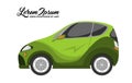 Cute Illustration of City Car Design, Green Series