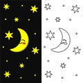 This is a cute illustration of a crescent moon in the sky at night Royalty Free Stock Photo